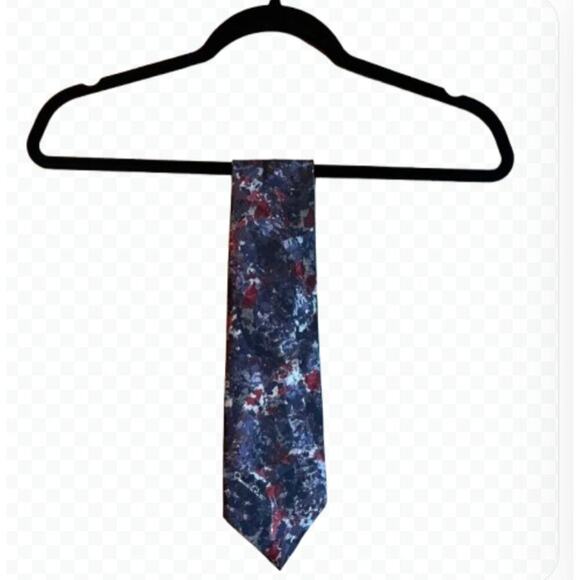 Oscar de la Renta Men's Multicolor Geometric Pattern 100% Silk Necktie - Picture 1 of 9